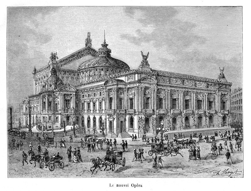 Paris. L'Opéra. L’Opéra Garnier, ou Palais Garnier ( localisation: 48°52'19?N 2°19'55?E / 48.87194, 2.33194), est un des éléments structurants du IXe arrondissement de Paris et du paysage de la capitale française. Situé à l'extrémité de l'avenue de l'Opéra, près de la station de métro du même nom, l'édifice s'impose comme un monument particulièrement représentatif de l'architecture éclectique et du style historiciste de la seconde moitié du XIXe siècle et s'inscrit dans la continuité des transformations de Paris menées à bien par Napoléon III et le préfet Haussmann.