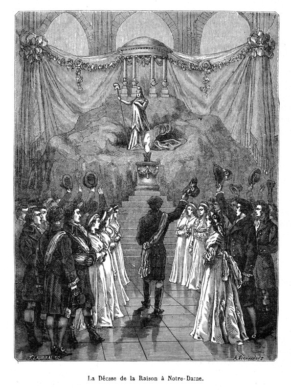 Révolution française. La Déesse de la Raison à Notre-Dame.