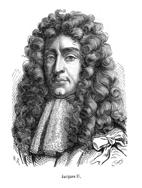 Jacques II. Jacques Stuart (James), né le 14 octobre 1633 au Palais St. James (Londres), mort le 16 septembre 1701 à Saint-Germain-en-Laye (Yvelines, France), était roi d'Angleterre (Jacques II d'Angleterre) et d'Écosse (Jacques VII d'Écosse) de 1685 à 1689.