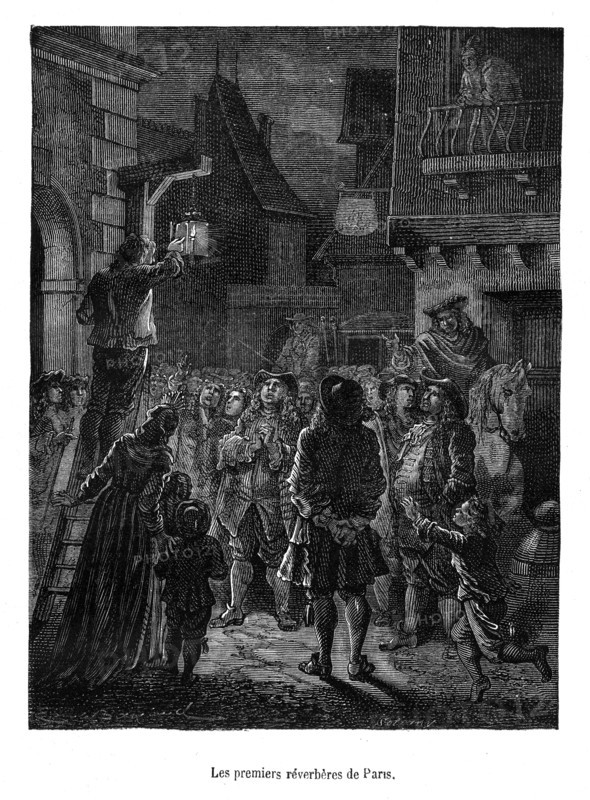 Les premiers réverbères - lanternes publiques - de Paris.