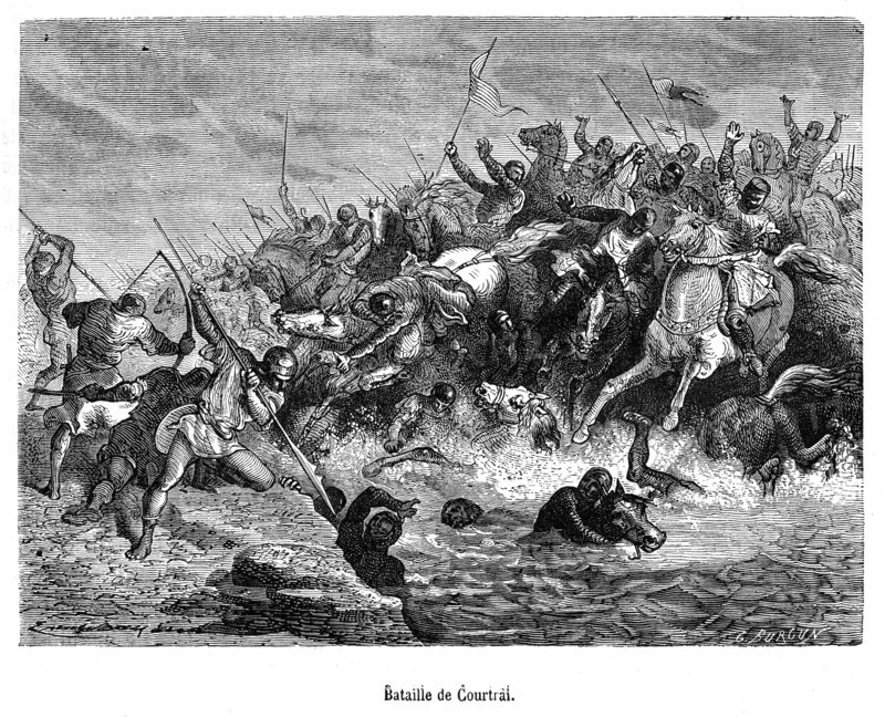 La bataille de Courtrai opposa le roi de France aux milices communales flamandes le 11 juillet 1302, près de Courtrai, appelée également bataille des éperons d'or.
