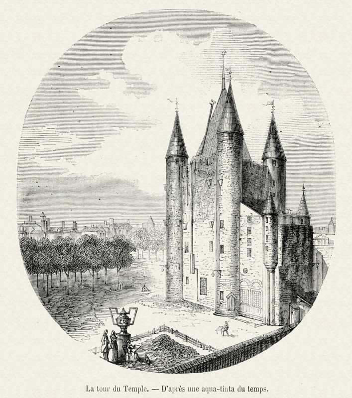 La tour du Temple. Gravure 19e.