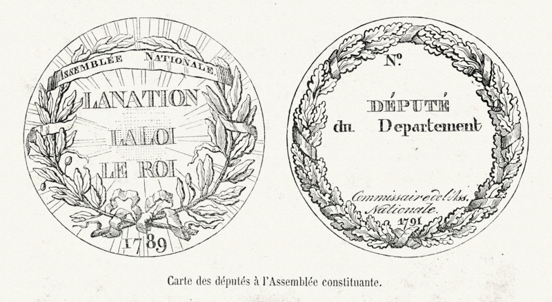 Révolution. Carte des députés à l'Assemblée constituante. Gravure 19e.