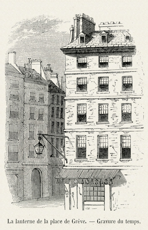 Révolution. La lanterne de la Place de Grève. Gravure 19e.
