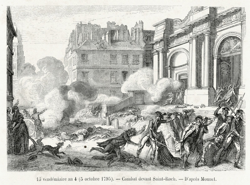 Révolution. 13 vendémiaire an 4 (5 octobre 1795). Combat devant Saint-Roch. Gravure 19e.