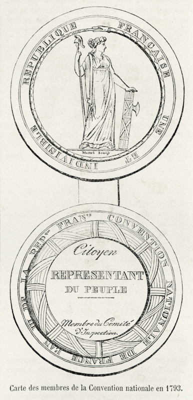 Révolution. Carte des membres de la Convention nationale en 1792. Gravure 19e.