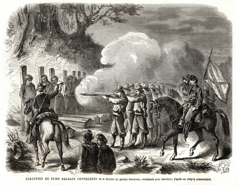 1864: Guerre de Sécession. Exécution de seize soldats confédérés de la division du général Stevenson, condamnés pour désertion.