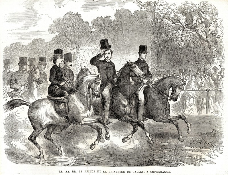 Le Prince et la Princesse de Galles lors d'un voyage à Copenhague, en 1864.