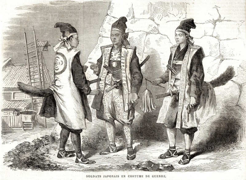 Japon. Soldats japonais en costume de guerre (1864).