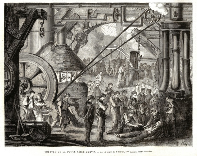 1864. Paris. Théâtre de la Porete Saint-Martin. "Les drames du cabaret", 7ème tableau, scène dernière.