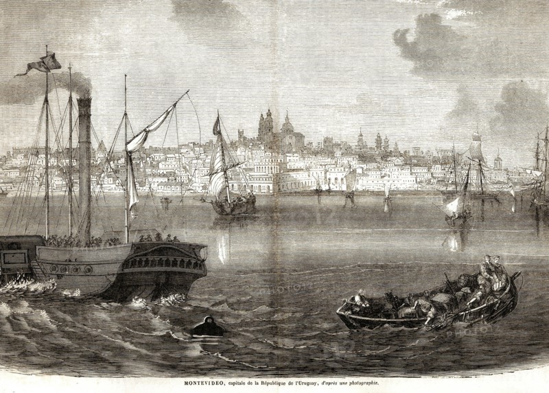 1864. Le port de Montevideo, en Uruguay.