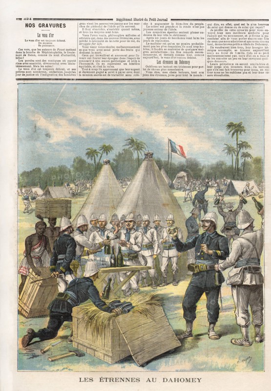 Le Petit Journal (supplément Illustré) du Samedi 31 décembre 1892. N° 110. Les étrennes au Dahomey. Bénin. Afrique. Colonie.