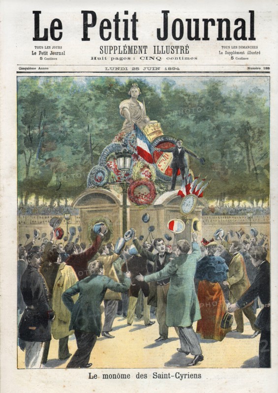 Le Petit Journal (supplément Illustré) du Lundi 25 juin 1894. N° 188. Le monôme des Saint-Cyriens. Ecole militaire.