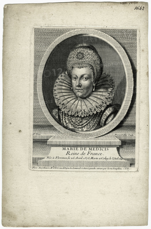 Marie de Médicis, née le 26 avril 1575 à Florence, morte le 3 juillet 1642 à Cologne, Reine de France de 1600 à 1610, reine-mère jusqu'à sa mort en 1642. Elle épouse le roi Henri IV le 17 décembre 1600 à Lyon. Interprète de ballets, collectionneuse, son mécénat artistique contribue à développer les arts en France. Proche des artistes de sa Florence natale, elle fut formée au dessin par Jacopo Ligozzi.
Elle est mère de : Louis XIII, roi de France, Élisabeth, reine d'Espagne et de Christine, duchesse de Savoie.