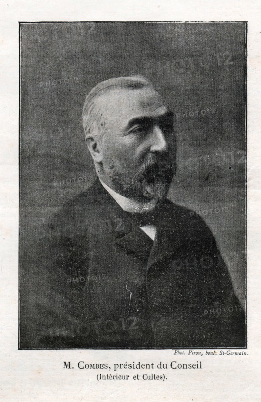 Le Petit Journal (supplément Illustré) du Dimanche 29 juin 1902. N° 606. Émile, Justin, Louis Combes, né à Roquecourbe (Tarn) le 6 septembre 1835 de Jean Combes et de Bannes Marie Rose, et mort à Pons (Charente-Maritime) le 25 mai 1921, est un homme politique français. Présidentdu Conseil, de l'Intérieur et des Cultes.