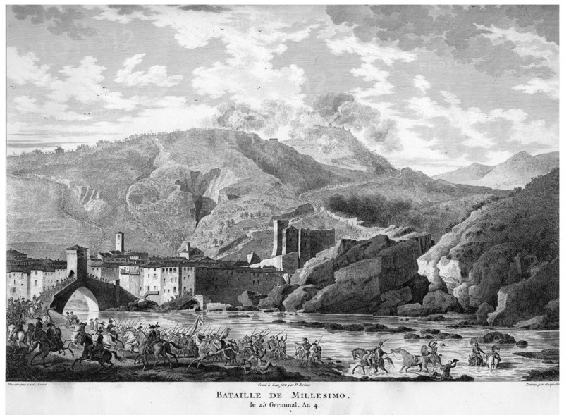 Epopée napoléonienne. Napoléon 1er. Bataille de Millesimo, le 25 germinal de l'An IV. Italie.