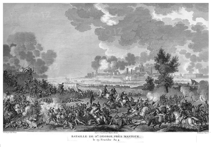 Epopée napoléonienne. Napoléon 1er. Bataille de St George, près Mantoue, le 29 Fructidor de l'An IV. Italie.
