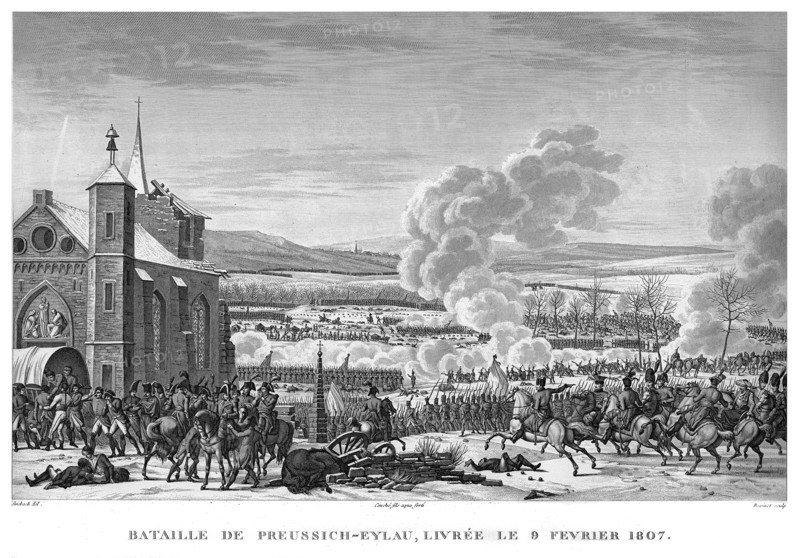 Epopée napoléonienne. Napoléon 1er. Bataille de Preussich-Eylau, livrée le 9 février 1807.