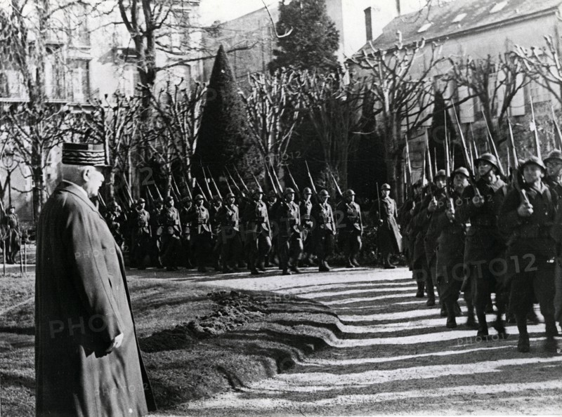 Marshal Pétain reviewing troops, 1941