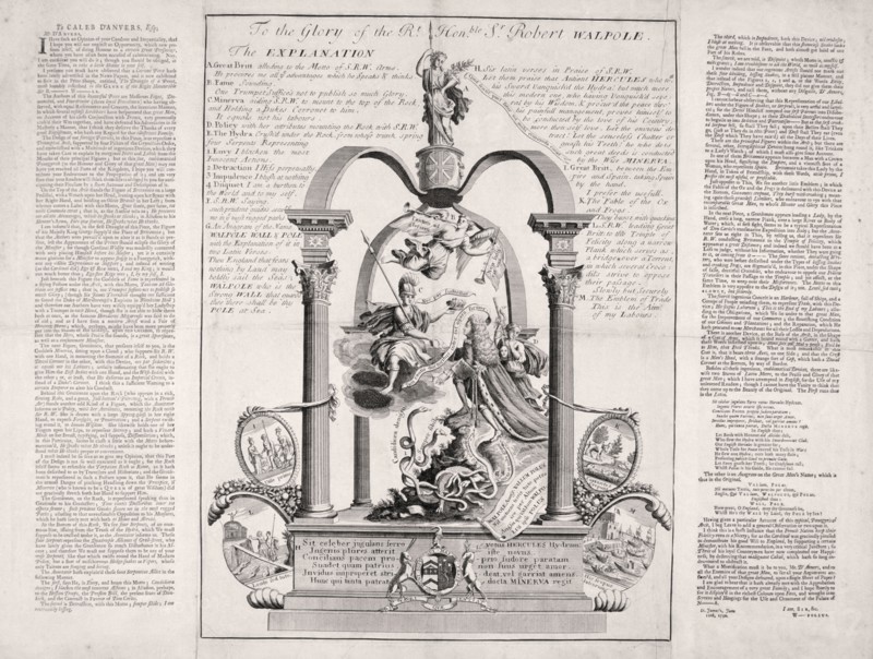 To the Glory of the Rt Honble Sr Robert Walpole', 1730. Artist: F Dumouchel