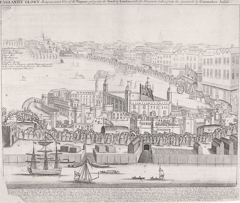 View of the Tower of London from the River Thames, 1744. Artist: Anon