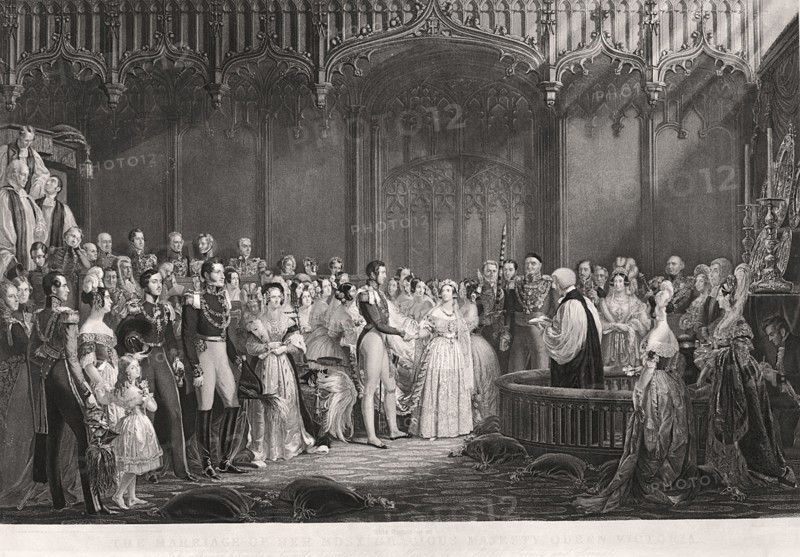 Queen Victoria and Prince Albert's marriage in St James's Palace, London, 1840. Artist: Anon