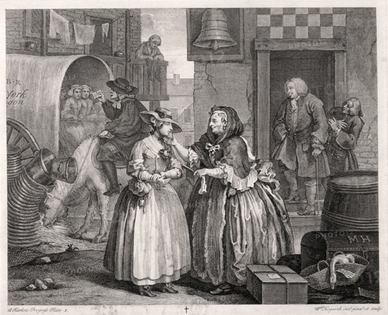 'Innocence betrayed, or the journey to London', plate I of The Harlot's Progress, 1732. Artist: William Hogarth