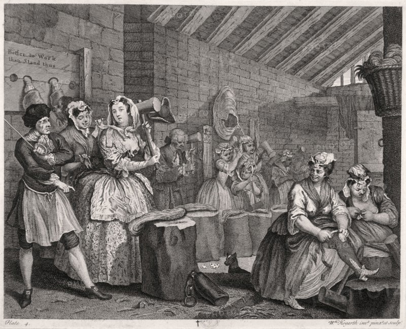 'In Bridewell beating hemp', plate IV of The Harlot's Progress, 1732. Artist: William Hogarth