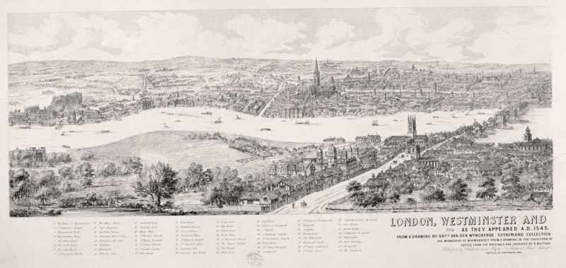 View of London from Southwark, 1543. Artist: Nathaniel Whittock