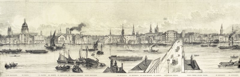 London from the River Thames, 1844 Artist: Frank Vizetelly