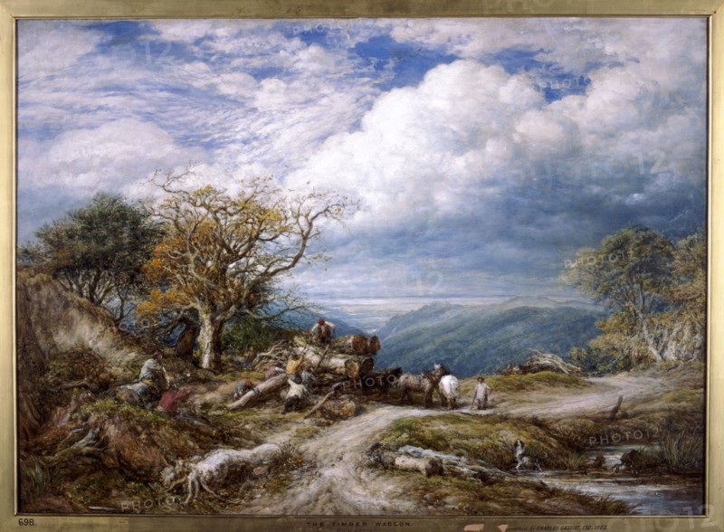 'The timber waggon', 1872.  Creator: John Linnell the Elder.