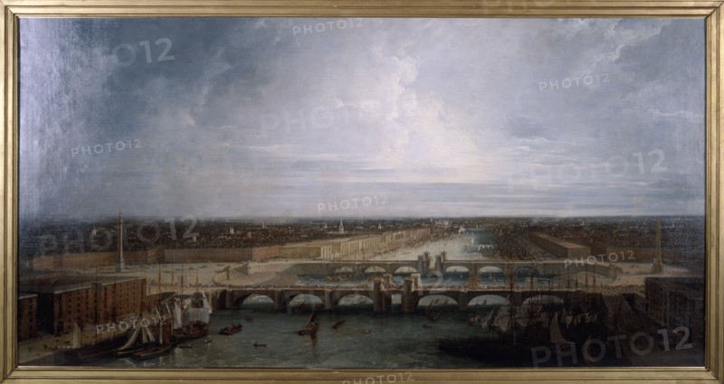 Double London Bridge proposed for London, 1800. Artist: George Dance