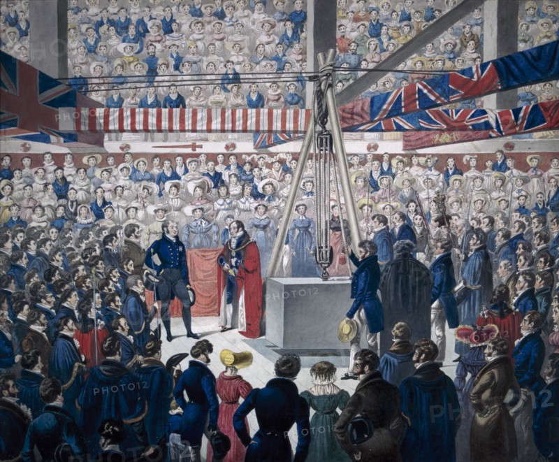 Laying of the foundation stone of new London Bridge on 15 June 1825. Artist: Unknown
