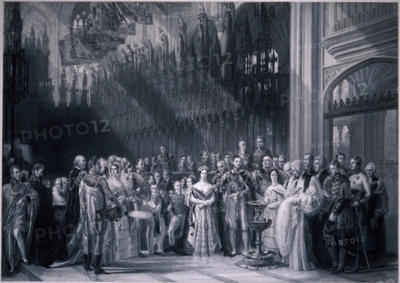 Christening of Edward VII, 1842. Artist: Anon