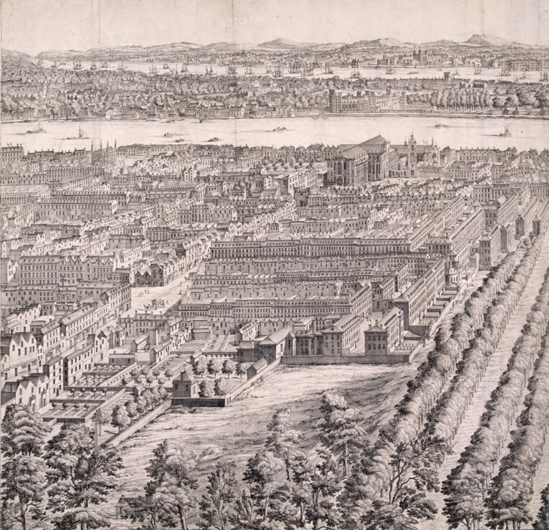 Panoramic view of London, 1720. Artist: Johannes Kip