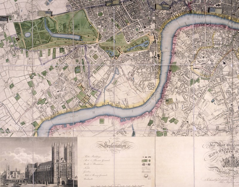 Map of City of London, Westminster and Southwark, 1827. Artist: James Neele