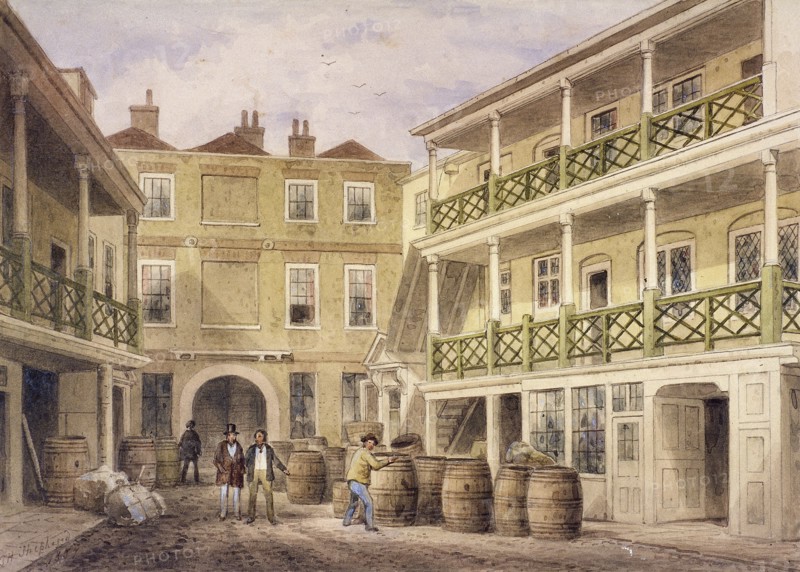 Bell Inn, Aldersgate Street, London, 1857. Artist: Thomas Hosmer Shepherd