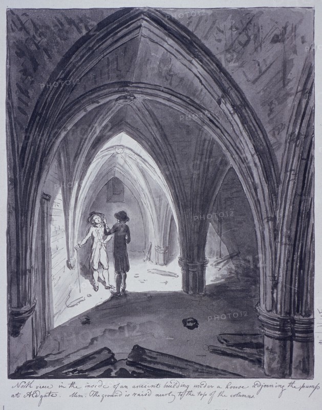 St Michael's Crypt, Aldgate, London, 1784. Artist: John Carter