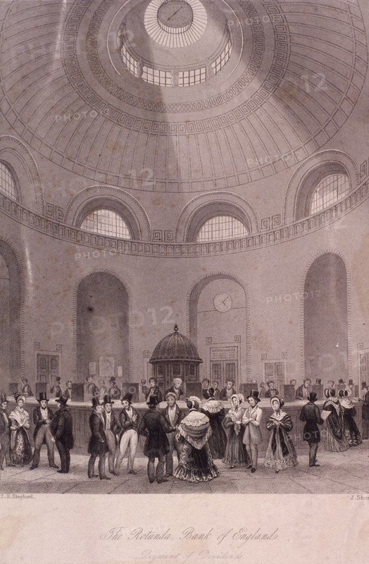 Bank of England, Threadneedle Street, London, c1840. Artist: J Shury