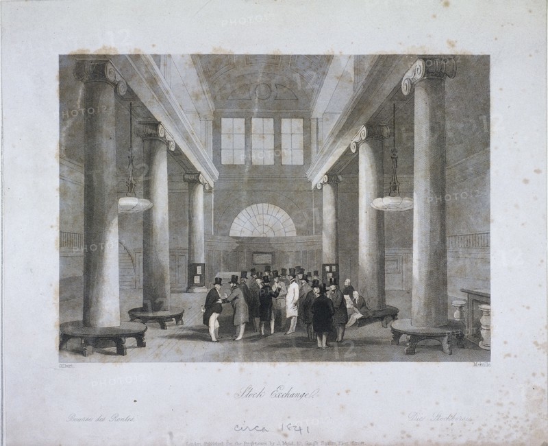 Stock Exchange, Bartholomew Lane, London, c1841. Artist: Harlen Melville
