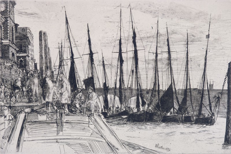 'Boats alongside Billingsgate', London, 1859. Artist: James Abbott McNeill Whistler