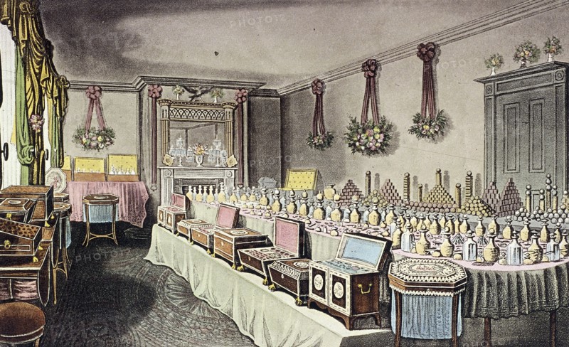 Alexander Ross's Ornamental Hair and Perfumery Warehouse, Bishopsgate, London, 1816. Artist: Anon