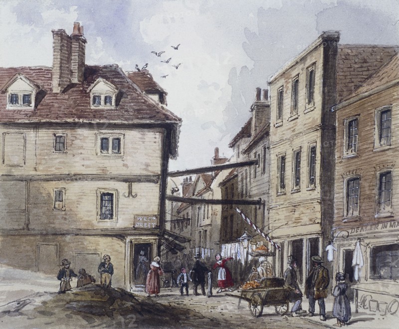Chick Lane, London, c1840. Artist: J Maund