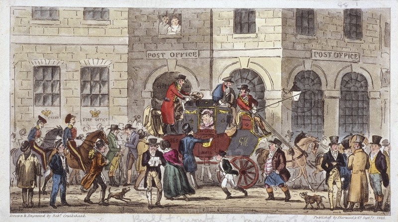Bull and Mouth Street, City of London, 1825. Artist: Isaac Robert Cruikshank