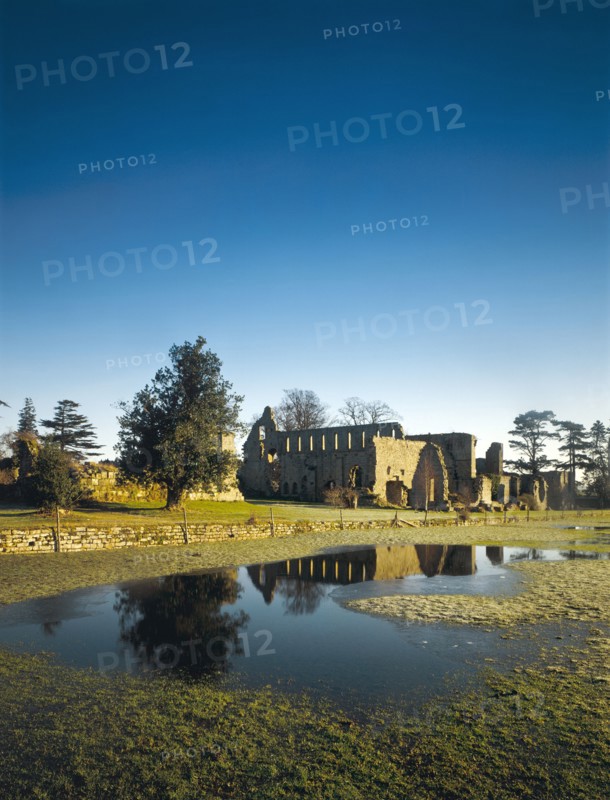 Distant view of the ruins of the Cistercian Abbey of Jervaulx, North Yorkshire, 1995 Artist