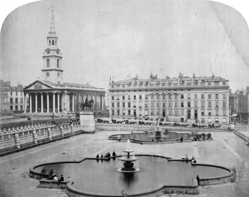 A view eastwards across Trafalgar Square, London, c1850