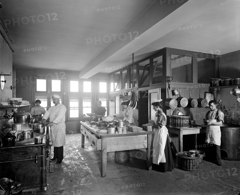 The kitchen at the Tower Bridge Hotel, Southwark, London, 1897