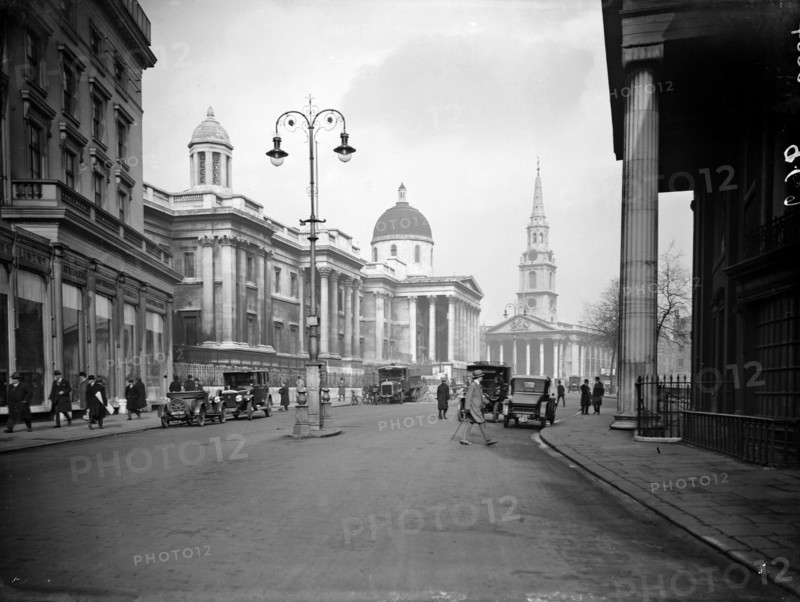 Looking east towards the Church of St Martin-in-the-Fields, Westminster, London, 1921