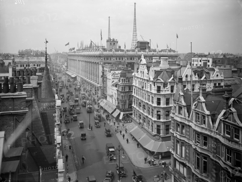 A view of Oxford Street, Westminster, London, from roof level, c1909