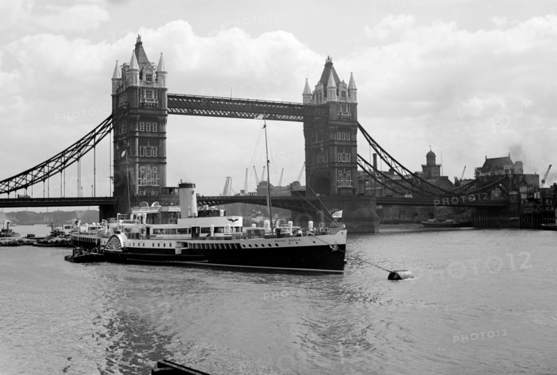 The 'Royal Eagle' paddle steamer with Tower Bridge in the background, London, c1945-c1965 Artist